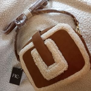 FFC NY Tory Style Shearling Crossbody in Cognac
